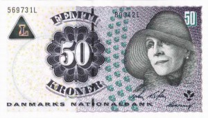 Купюра в 50 датских крон. Лицевая сторона