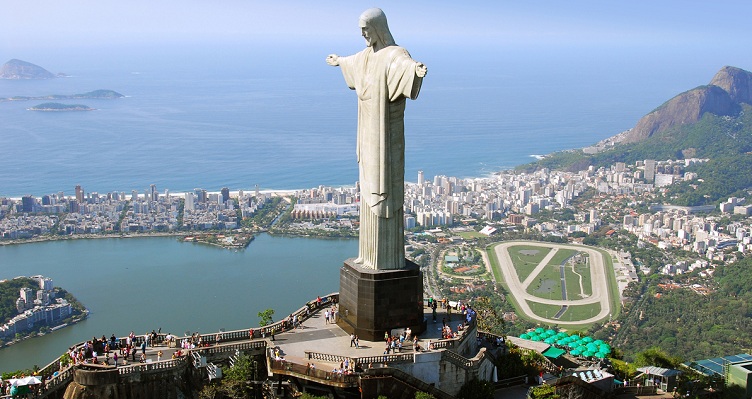 Aerial view of Christ the Redeemer Monument and Rio De Janeiro