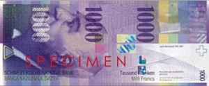 Швейцарская крона1000а