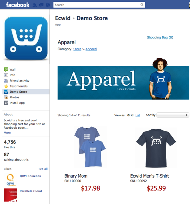 магазин с помощью Ecwid