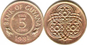 монета гайана 5 центов