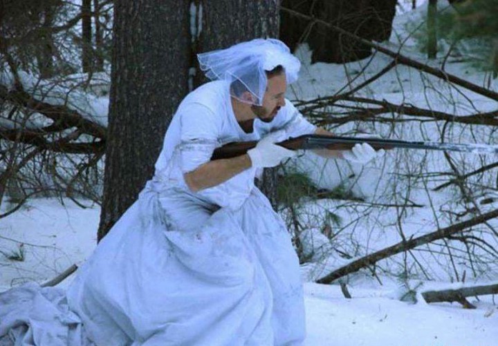 Платье жены - маскировка на зимней охоте