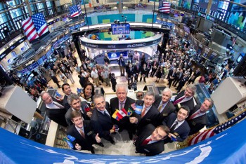 NEW YORK, NY - JUNE 22: Cencosud Chairman of the Board and Founder Horst Paulmann rings the opening bell at the New York Stock Exchange on June 22, 2012 in New York City. (Photo by Ben Hider/NYSE Euronext)