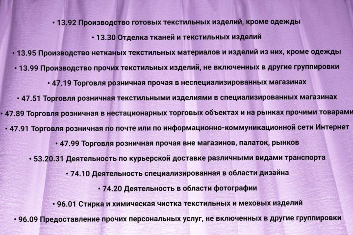 Коды ОКВЭД для осуществления предпринимательской деятельности