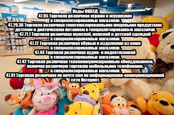 Коды ОКВЭД для создания детского магазина с нуля